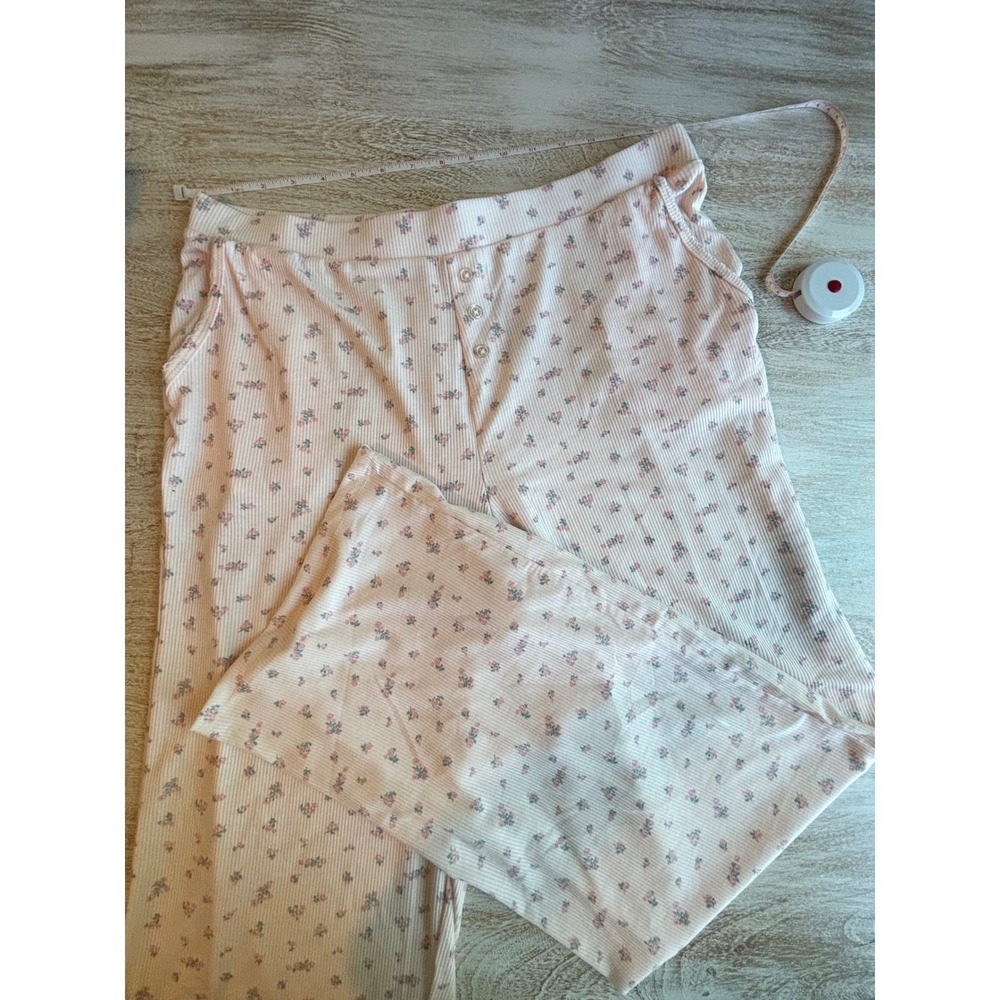 Live 2 Lounge 3 Piece Pajama Set Womens Large Pink Floral Cardigan Tank Pants - Picture 8 of 14